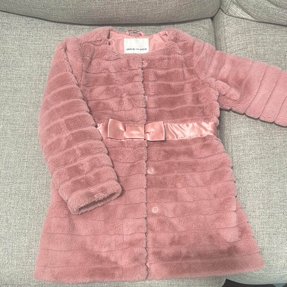 Janie and Jack Pink Faux Fur Coat